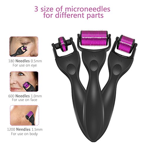 Dermaroller, iFanze Dermaroller Facial, Derma roller, dermaroller titanio, Dermaroller 0.5,Dermaroller 1mm, Dermaroller 1.5, rodillo agujas de titanio, rodillo facial titanio, por Ojos, Cara, Cuerpo