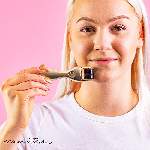 Dermaroller Titanio 3 en 1 Eco Masters - 3 Rodillos de Titanio Para Ojos, Cara y Cuerpo - Reduce Imperfecciones, Arrugas, Acné, Estrías y Cicatrices - Micro agujas 0.5 mm, Ideal Para Poros Dilatados