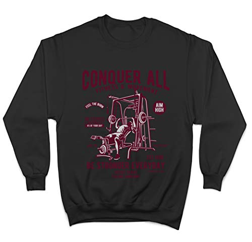 Desconocido Conquer All Be Stronger Everyday Sudadera/Sweatshirt - Negro - XX-Large