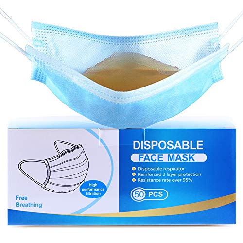 Desechable Tejido no Tejido Antibacteriana de 3 Capas 50 Piezas (Azul)