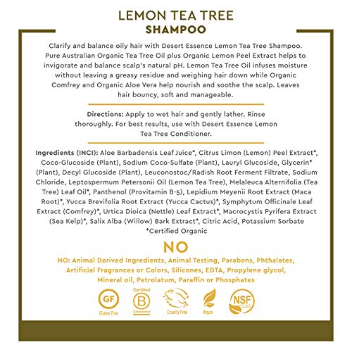Desert Essence Lemon Tea Tree Shampoo Unisex No profesional Champú 237ml - Champues (Unisex, No profesional, Champú, Cabello graso, 237 ml, Protección, Fortalecimiento)