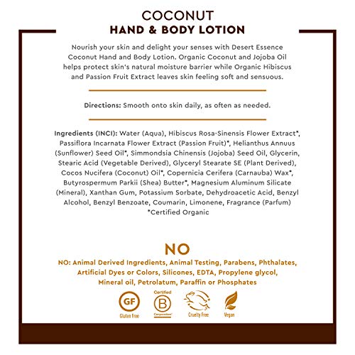Desert Essence Loción de manos y cuerpo de coco 8 fl oz