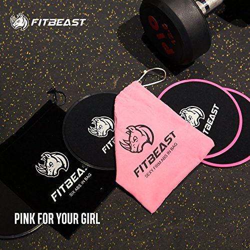 Deslizadores de ejercicio Core FitBeast 2 discos deslizantes de doble cara Mandos deslizantes centrales para alfombras y pisos duros. Núcleos deslizantes para ejercicio abdominal （Rosa）