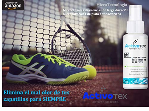 Desodorante calzado deportivo, zapatos, zapatillas, botas | Spray eliminador de olores para ropa y tejido | ACTIVOTEX (185 ml)