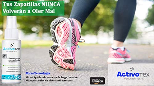 Desodorante calzado deportivo, zapatos, zapatillas, botas | Spray eliminador de olores para ropa y tejido | ACTIVOTEX (80 ml)