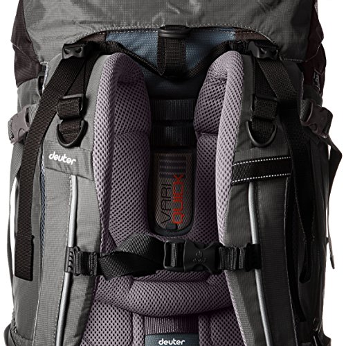 Deuter Aircontact 45 + 10 Mochila, Unisex Adulto, Verde (Granite/Black), 24x36x45 cm (W x H x L)