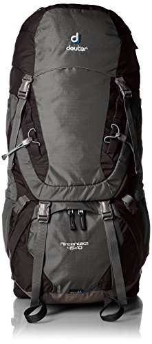 Deuter Aircontact 45 + 10 Mochila, Unisex Adulto, Verde (Granite/Black), 24x36x45 cm (W x H x L)