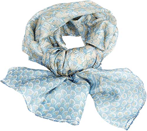 DEVOTA & LOMBA Foulard, Estampado 100% Seda Jaipur, muy comodo y suave al tacto. Presentado en caja de regalo. (AZUL)