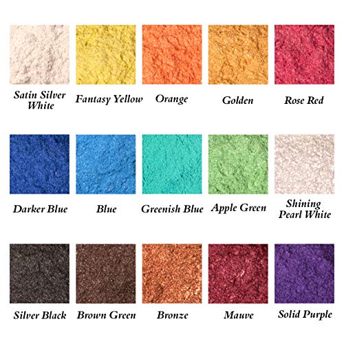 Dewel Pigmentos en Polvo ,15 Botes 10g Polvo de Pigmento de Mica para teñir Resina Epoxi, Slimo,Fabricación de jabón,Bombas de Baño, Maquillaje, Uñas
