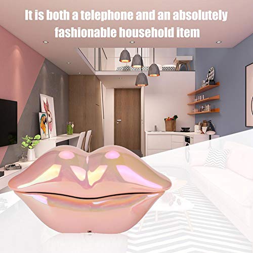 DEWIN Teléfono Fijo - WX-3016 Forma de los Labios de la Boca Teléfono Oficina en el hogar Escritorio Teléfono Fijo(Rosa Colorido)