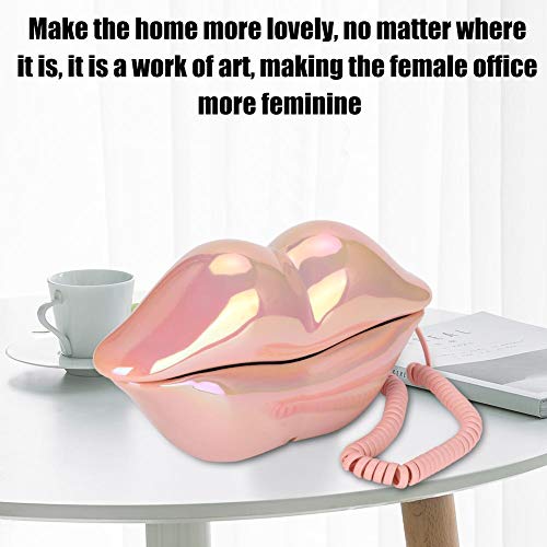 DEWIN Teléfono Fijo - WX-3016 Forma de los Labios de la Boca Teléfono Oficina en el hogar Escritorio Teléfono Fijo(Rosa Colorido)