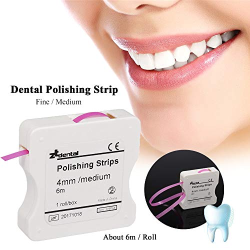 D&F Dental Tira de Pulido 4 mm / 6 M Resina Diente interdental Lijado de molienda Blanqueamiento de Dientes 1 Rollo/Caja,Rosado