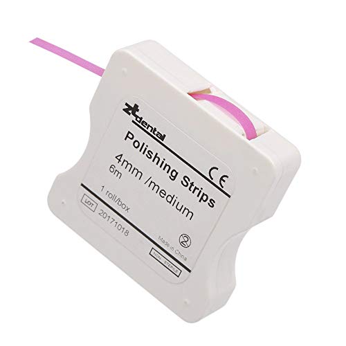 D&F Dental Tira de Pulido 4 mm / 6 M Resina Diente interdental Lijado de molienda Blanqueamiento de Dientes 1 Rollo/Caja,Rosado