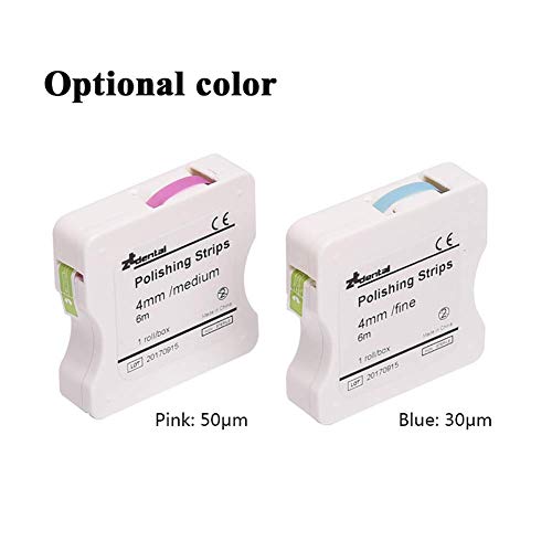 D&F Dental Tira de Pulido 4 mm / 6 M Resina Diente interdental Lijado de molienda Blanqueamiento de Dientes 1 Rollo/Caja,Rosado