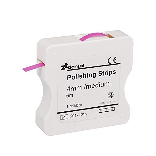 D&F Dental Tira de Pulido 4 mm / 6 M Resina Diente interdental Lijado de molienda Blanqueamiento de Dientes 1 Rollo/Caja,Rosado