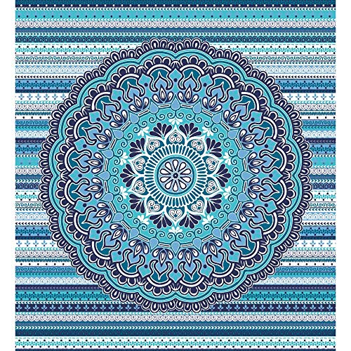 DHestia - Pareo Grande de Playa para Suelo 100% Algodón de 210x230 cm. Ravi (Azúl)