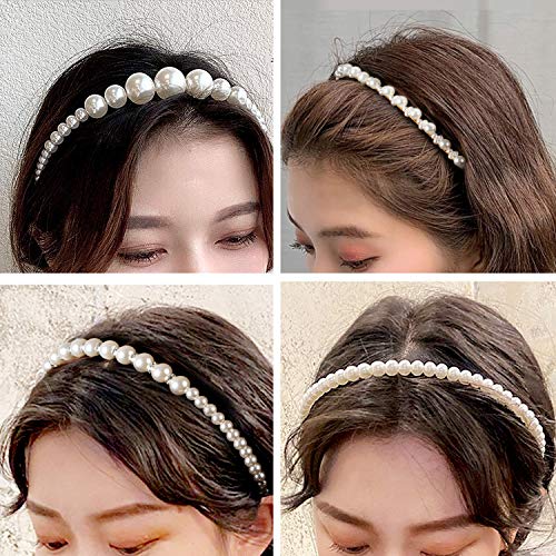 Diadema de perlas sintéticas, Comius Sharp 6 piezas perlas blancas accesorios,accesorio para el pelo de boda, para mujer, novia, boda, elegante, hecho a mano para cumpleaños, día de San Valentín.