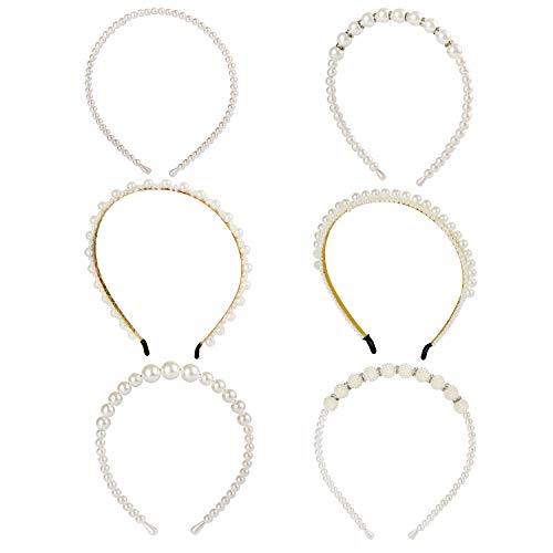 Diadema de perlas sintéticas, Comius Sharp 6 piezas perlas blancas accesorios,accesorio para el pelo de boda, para mujer, novia, boda, elegante, hecho a mano para cumpleaños, día de San Valentín.