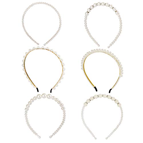 Diadema de perlas sintéticas, Comius Sharp 6 piezas perlas blancas accesorios,accesorio para el pelo de boda, para mujer, novia, boda, elegante, hecho a mano para cumpleaños, día de San Valentín.