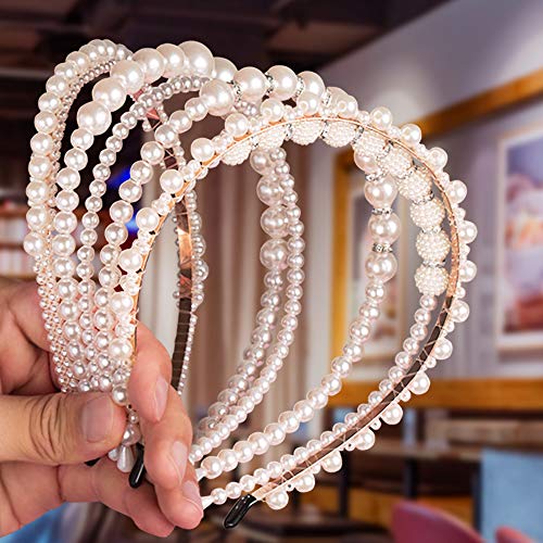 Diadema de perlas sintéticas, Comius Sharp 6 piezas perlas blancas accesorios,accesorio para el pelo de boda, para mujer, novia, boda, elegante, hecho a mano para cumpleaños, día de San Valentín.