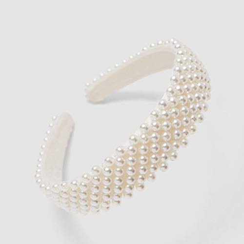 Diadema de Perlas Tocado de Perlas Accesorios para el Cabello para Mujeres … (Blanco)