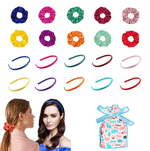 Diadema Mujer Diadema Niñas Diademas de Pelo 20 Piezas Banda Pelo de Satén Accesorios de Peinado de Niñas Hair Scrunchies Diademas Accesorios para el cabello