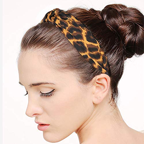 Diademas de Leopardo,Comius Sharp 6 Piezas Diademas Anchas de Leopardo con Nudo y Lunares,Diademas Anchas de Nudo Turbante Accesorios de Cabello de Satén Suave para Mujeres Niñas.