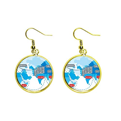 Diagrama vectorial viaje de seda mapa de camino oreja cuelgan oro gota pendiente joyería mujer