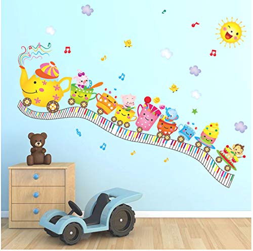 Dibujos animados tren sala infantil jardín de infantes decorativo decorativo impermeable pegatinas de pared 55 * 118 cm