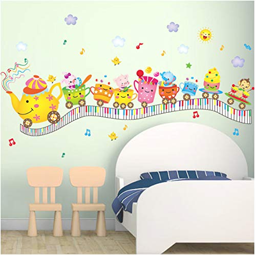 Dibujos animados tren sala infantil jardín de infantes decorativo decorativo impermeable pegatinas de pared 55 * 118 cm