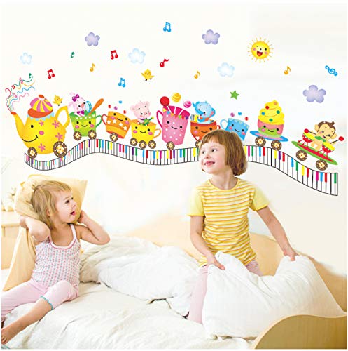 Dibujos animados tren sala infantil jardín de infantes decorativo decorativo impermeable pegatinas de pared 55 * 118 cm