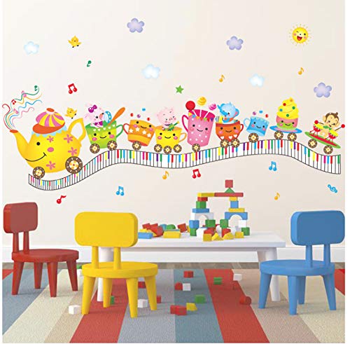 Dibujos animados tren sala infantil jardín de infantes decorativo decorativo impermeable pegatinas de pared 55 * 118 cm