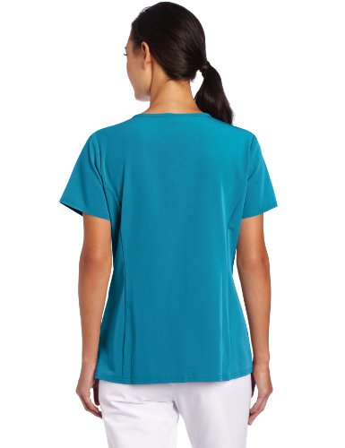 Dickies Scrubs Women's Xtreme Stretch Junior Fit V-Neck Shirt, Teal, Large