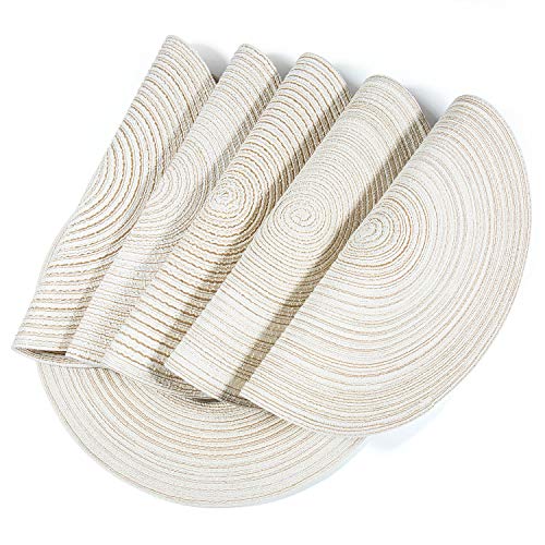 Diealles Manteles Individuales, Mantel Individual de Tejido Redondo Resistente al Calor Alfombrillas de Comedor 36 cm Beige (Juegos de 6)