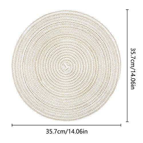 Diealles Manteles Individuales, Mantel Individual de Tejido Redondo Resistente al Calor Alfombrillas de Comedor 36 cm Beige (Juegos de 6)