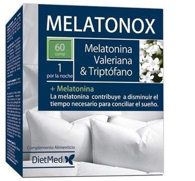 DIETMED MELATONOX 60 Comprimidos Melatonina + Valeriana + Triptofano, Induce al sueño, mejora el sueño, regulación del sueño, reduce la ansiedad, ayuda para dormir, efecto duradero. Mejora animo