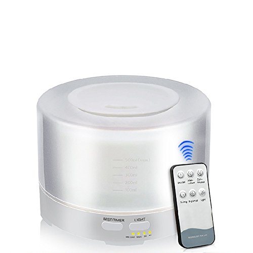 Difusor de aroma con mando a distancia, 500 ml, ajuste de tiempo, humidificador para habitaciones, oficina, SPA