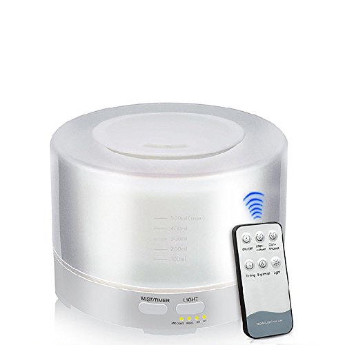 Difusor de aroma con mando a distancia, 500 ml, ajuste de tiempo, humidificador para habitaciones, oficina, SPA