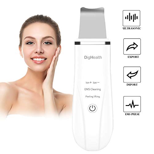 DigHealth Limpiador Facial Ultrasonico, Skin Scrubber Profesional con Función de Masaje Facial, Peeling Ultrasonico para Eliminación de la Espinilla y Limpiador de Poros, 4 Modos