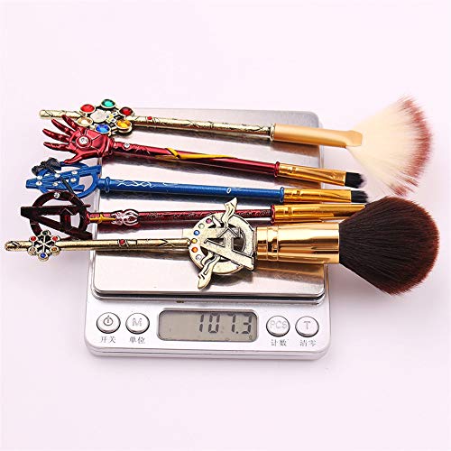 Dilla Beauty - Juego de 5 pinceles de maquillaje para Iron Man en polvo, diseño de Los Vengadores