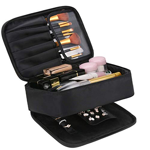 DIMJ Neceser Maquillaje Portátil, Bolsa de Maquillaje y Joyas Impermeable, Organizador de Joyas y Maquillaje de Viaje con Bolsa Desmontable para Cosmético, Pendientes, Collares, Pulseras, Anillos