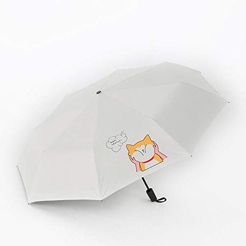 Diosa Vinilo Protector Solar Paraguas Estudiante Dibujos Animados Lindo Fibra De Vidrio Paraguas Plegable Paraguas De Viaje Actividades Al Aire De Viaje Portátil Automático Antiviento@Shiba Inu Blan