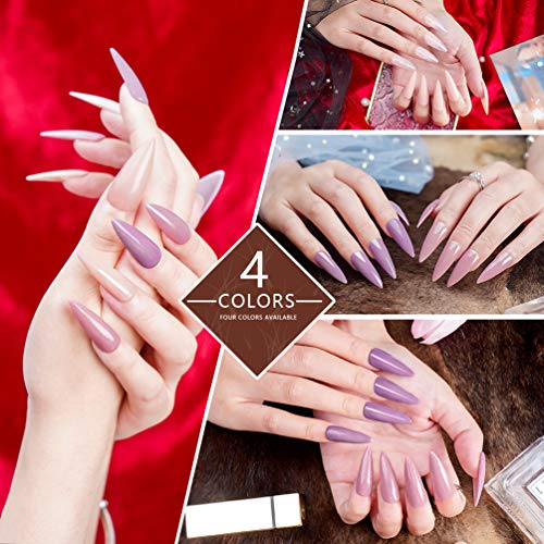 Dip Powder Nail Kit New Fashion Dipping Powder Starter System No Need UV/LED lamp Easy for DIY Nails Manicure Mixed 4 Different Colors/kit with Free Nail File and Remover Good Guarantee (Pink Series)