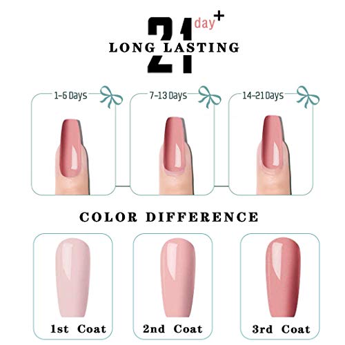 Dip Powder Nail Kit New Fashion Dipping Powder Starter System No Need UV/LED lamp Easy for DIY Nails Manicure Mixed 4 Different Colors/kit with Free Nail File and Remover Good Guarantee (Pink Series)