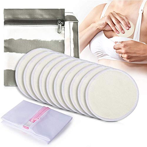 Discos de Lactancia Lavables de Bambú 10pcs, Momcozy discos Absorbentes Lactancia Almohadillas para Lactancia, Cubiertas de Pezón para Maternidad, con Bolsa para Lavandería y Bolsa de Viaje