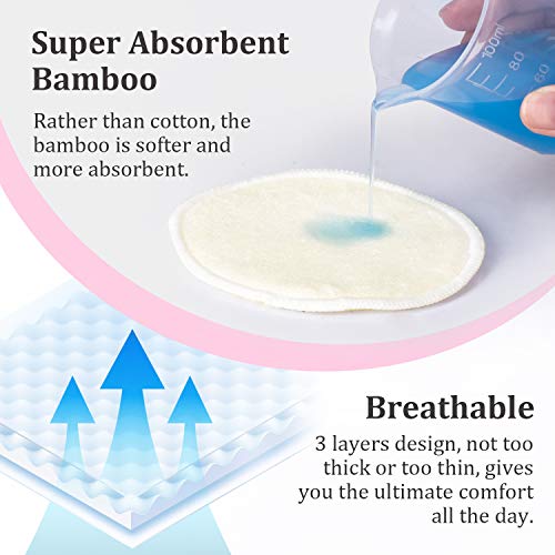 Discos de Lactancia Lavables de Bambú 10pcs, Momcozy discos Absorbentes Lactancia Almohadillas para Lactancia, Cubiertas de Pezón para Maternidad, con Bolsa para Lavandería y Bolsa de Viaje