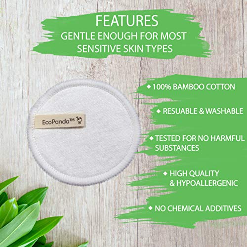 Discos Desmaquillantes Reutilizables - 18x, Algodones Desmaquillantes, Almohadillas Desmaquillantes Reutilizables, Perfecto Para Limpieza Facial, EcoPanda
