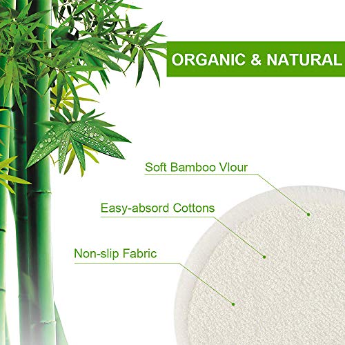Discos Desmaquillantes Reutilizables de Bambú 20Pcs Zero Waste Reutilizable Discos Desmaquillantes Con Bolsa de Lavado