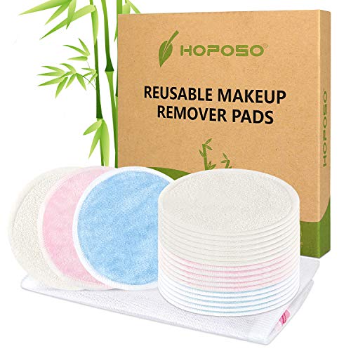 Discos Desmaquillantes Reutilizables de Bambú 20Pcs Zero Waste Reutilizable Discos Desmaquillantes Con Bolsa de Lavado