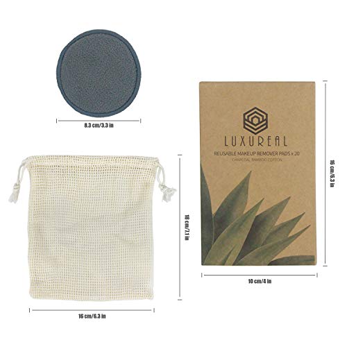 Discos Desmaquillantes Reutilizables de Luxureal, 20 Pcs de Algodones Desmaquillantes Lavable con una Bolsa de Malla para Todo Tipo de Piel